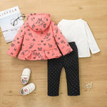 9months-3years Toddler Girl Sets Baby Cartoon T-Shirt & Trousers & Zipper Jacket 3-Piece Suit Children's Clothes Wholesale - PrettyKid