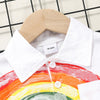 Toddler Kids Boys' Long Sleeved Thin Section Lapel Button Rainbow Print Shirt - PrettyKid