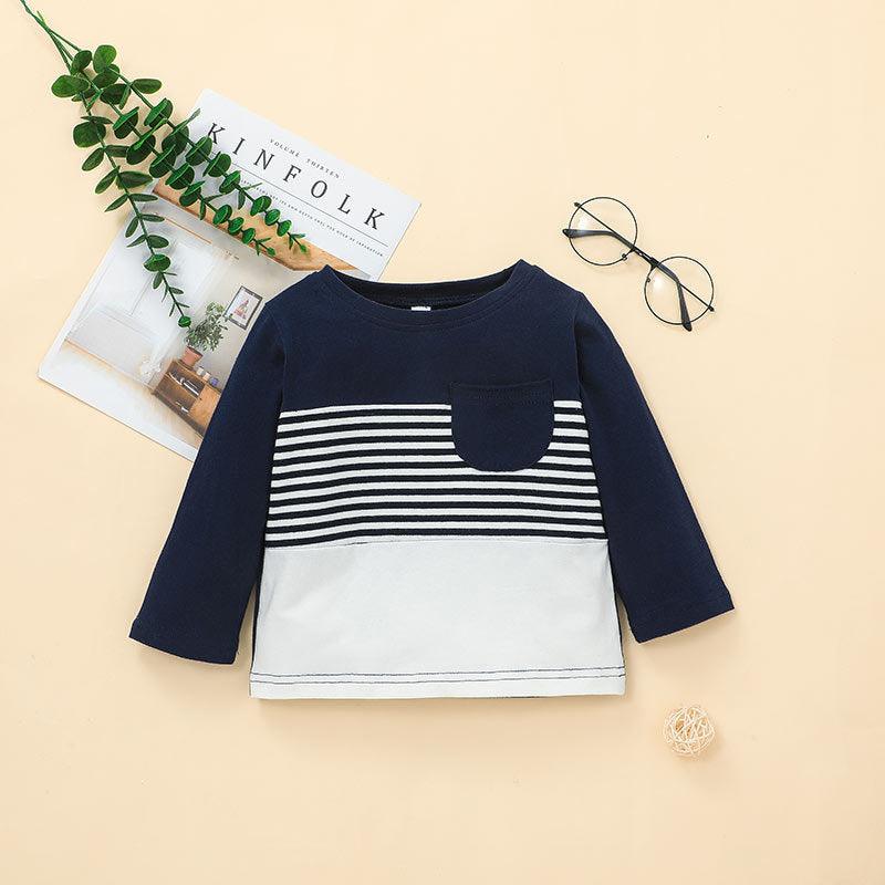 Toddler Kids Boys Striped Long Sleeve T-shirt Solid Pants Set - PrettyKid