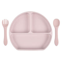 Baby Silicone Plate Fork Spoon Set - PrettyKid