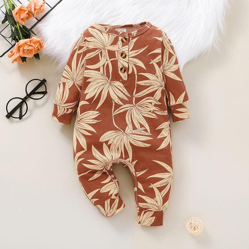 Baby Plant Printed Long Sleeve Jumpsuit - PrettyKid