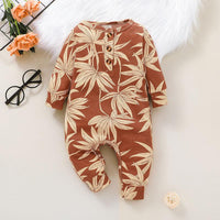 Baby Plant Printed Long Sleeve Jumpsuit - PrettyKid