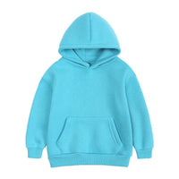 Toddler Kids Boys Girls Solid Color Padded Hooded Sweatshirt Children's Thickened Tops - PrettyKid