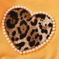 Children Girls Love Leopard Long Sleeved Sweater Pants Set - PrettyKid