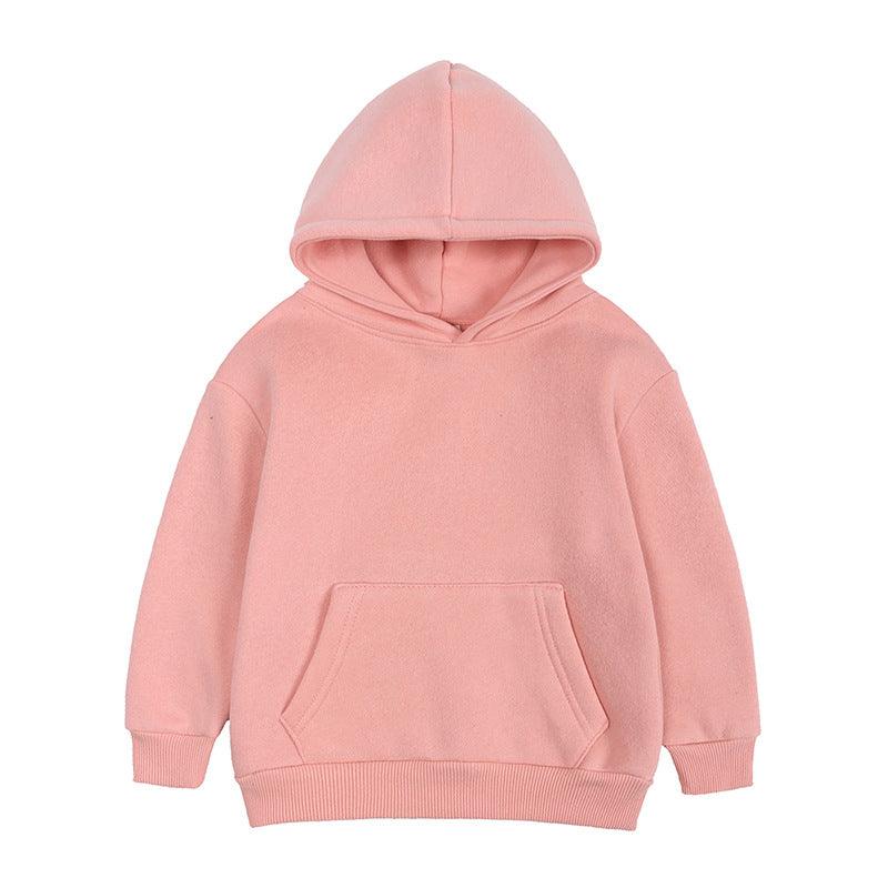 Toddler Kids Boys Girls Solid Color Padded Hooded Sweatshirt Children's Thickened Tops - PrettyKid