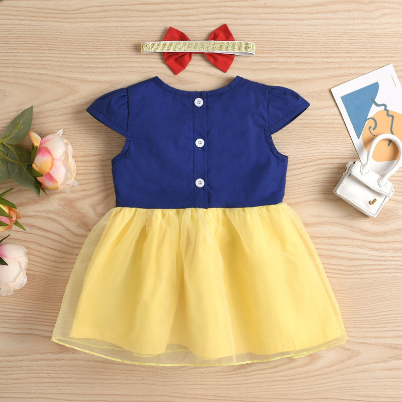 Toddler Girls Snow White Gauze Dress Set - PrettyKid