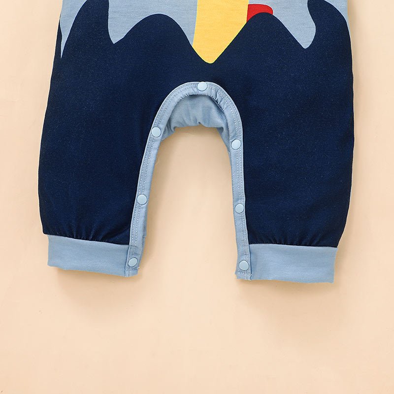 Baby Boys Cute Dinosaur Print Short-sleeved Fake Two-piece Jumpsuit - PrettyKid
