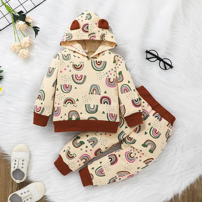 Toddler Kids Boy Cartoon Rainbow Long Sleeved Top Long Pants Sweater Set - PrettyKid