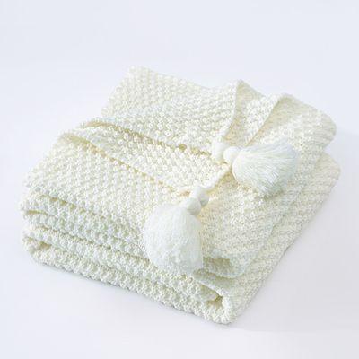 Baby Solid Color Tassel Knitted Wool Blanket - PrettyKid