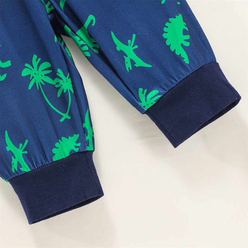 Toddler Boys Dinosaur Print Hoodie Pants Set - PrettyKid