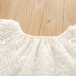 Summer toddler kids girls' short sleeve lace shirt denim perforated shorts suit - PrettyKid