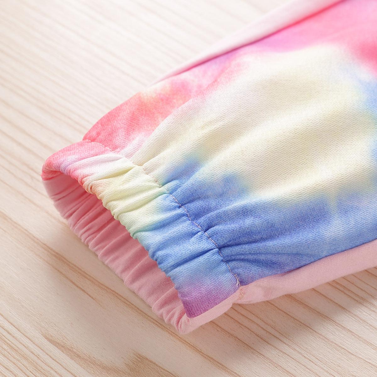 Toddler Girls Tie Dyed Long Sleeved Hoodie Suit Children's Boutique Clothing Suppliers - PrettyKid