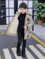 2022 Boys' Winter Cotton Padded Jacket Solid Color Thickened Plush Padded Jacket - PrettyKid