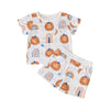 Toddler Kids Boys Girls Summer Solid Color Cartoon Print Round Neck Short Sleeve T-shirt Shorts Set - PrettyKid