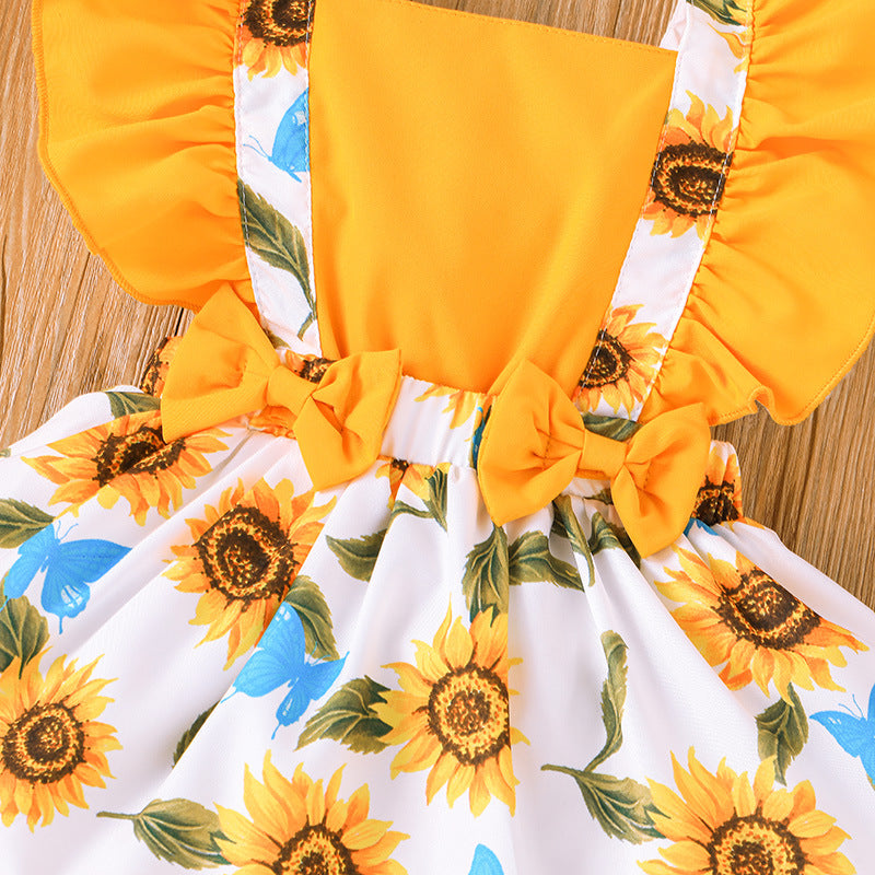 Children's Sunflower Printed Dress In Stock In 2023 - PrettyKid