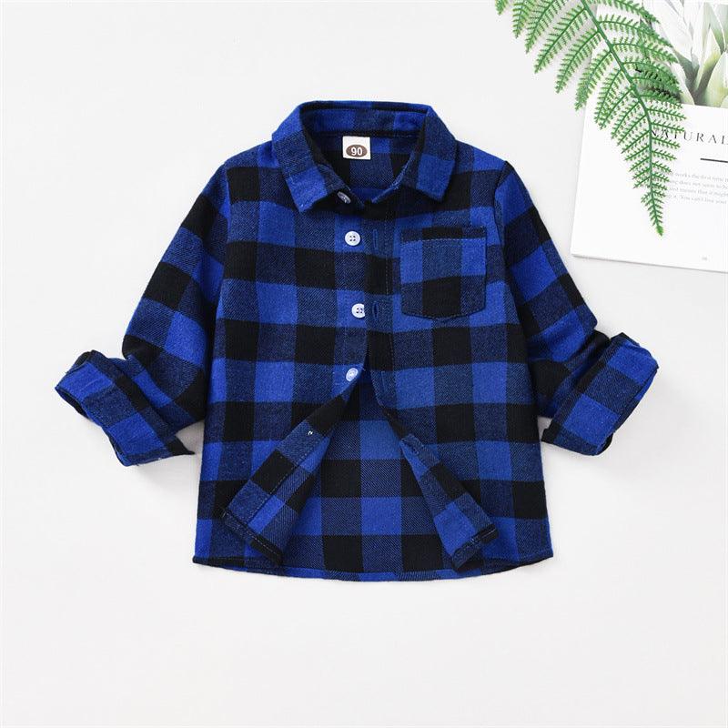 Toddler Kids Boys' Plaid Letter Print Shirt - PrettyKid