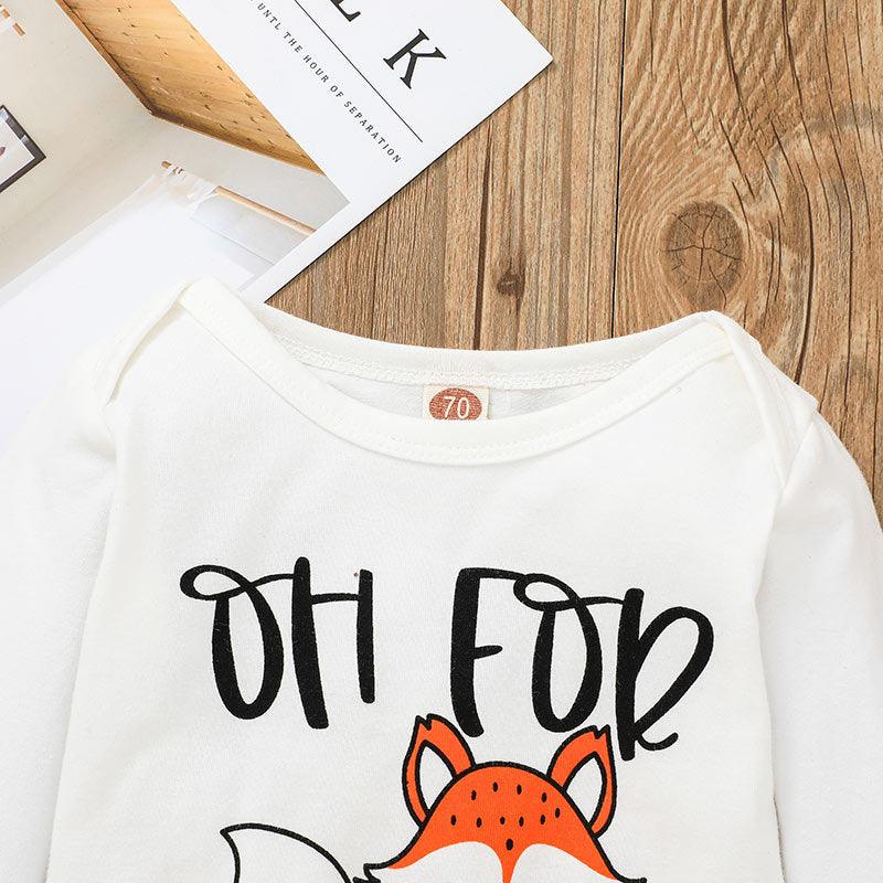 Baby Boys Girls Cartoon Fox Printed Long Sleeve Jumpsuit Pants Set - PrettyKid