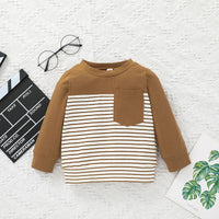 Toddler Boys Solid Stripe Print Pocket Long Sleeve Sweater Set - PrettyKid