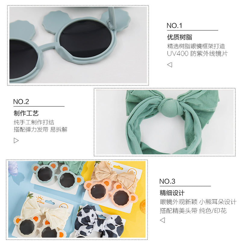 Children's Panda Sunglasses Hair Band Suit