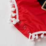 Baby Girls Red Baby Collar Tassel Jumpsuit Christmas Dress - PrettyKid