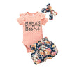 Baby Girl Solid Letter Short Sleeve Top Floral Print Shorts Set - PrettyKid