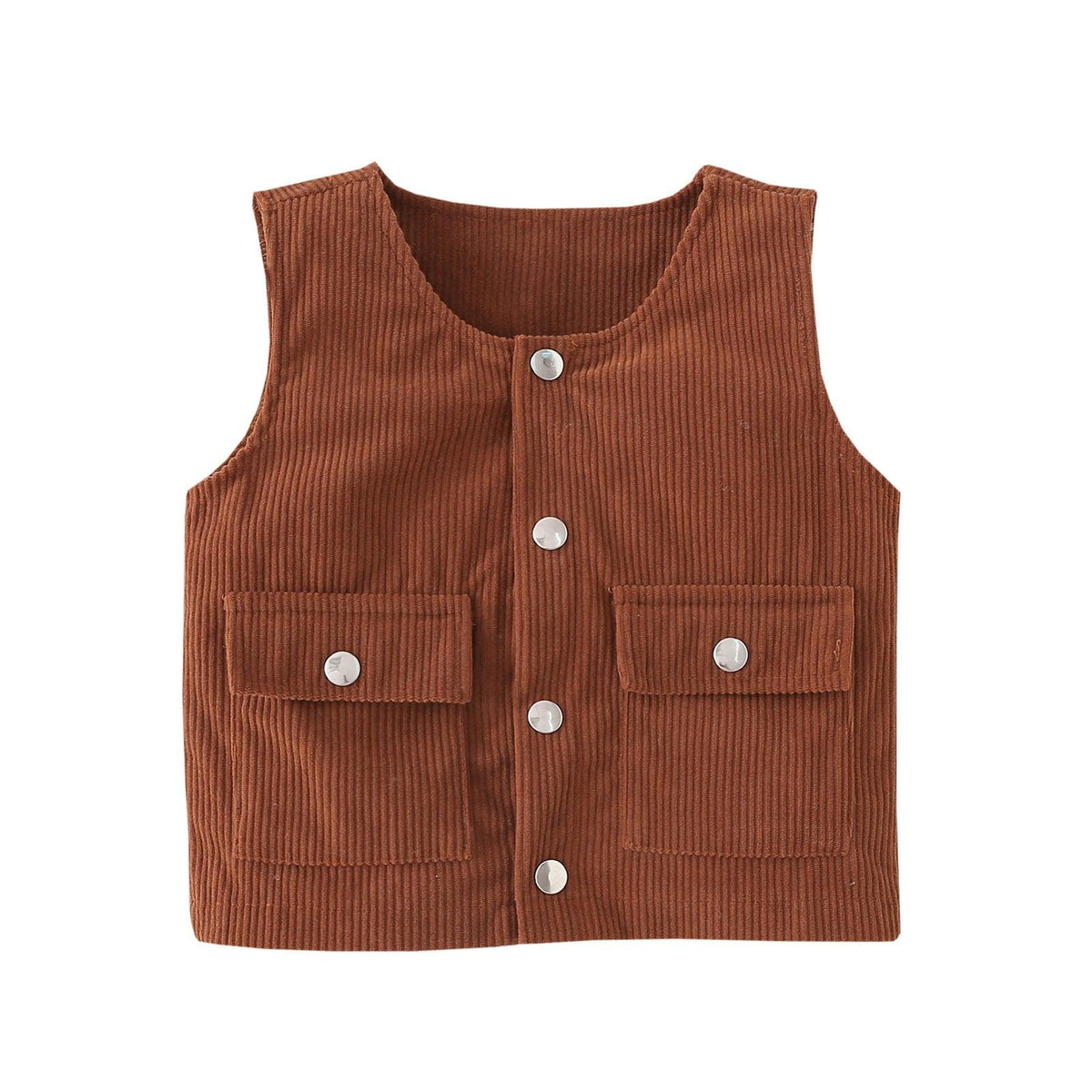 Toddler Kids Boys' Solid Corduroy Single Breasted Sleeveless Vest Coat - PrettyKid