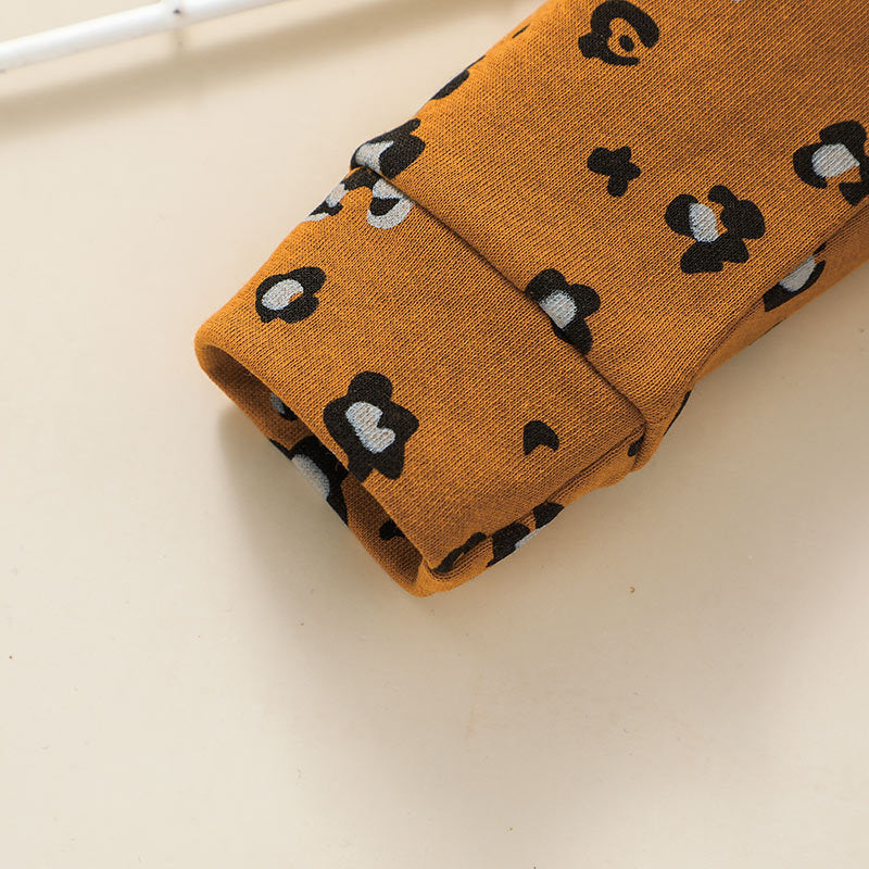 Toddler Boys Leopard Print Long Sleeve Sweater Pants Two Piece Set - PrettyKid
