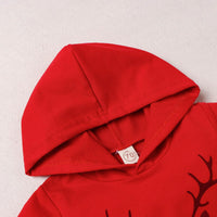 Toddler Kids Boys Girls Solid Christmas Elk Letter Print Hoodie - PrettyKid