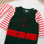 Baby Boys Solid Striped Fake Two Piece Velvet Jumpsuit Christmas Dress - PrettyKid