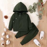 Toddler Kids Boys Solid Hooded Long Sleeve Suit - PrettyKid