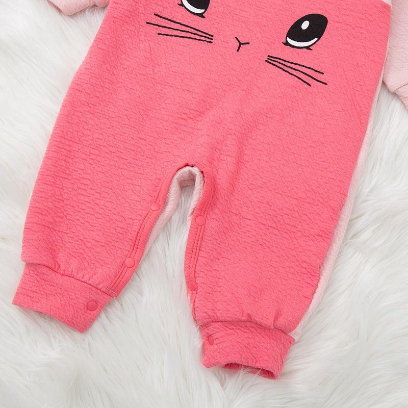 Baby Girl Solid Color Lovely Rabbit Jumpsuit - PrettyKid