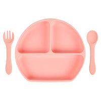 Baby Silicone Plate Fork Spoon Set - PrettyKid