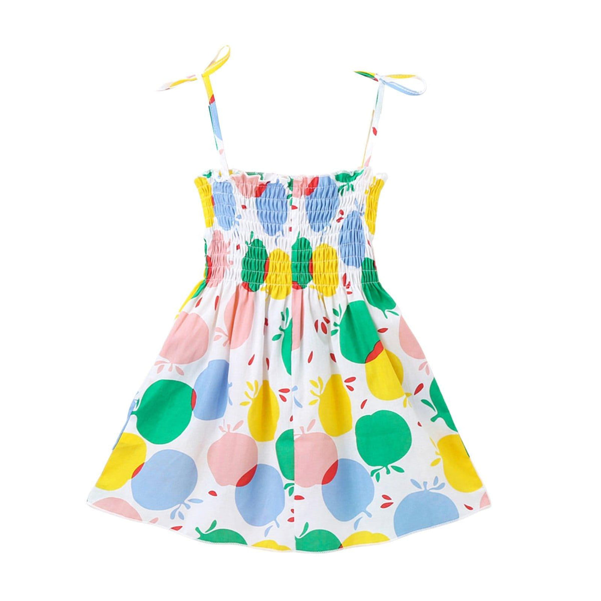 Summer toddler kids girls' sleeveless print drawstring dress - PrettyKid