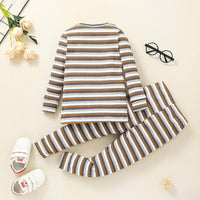 Toddler Kids Striped Long Sleeve T-shirt Pants Set - PrettyKid