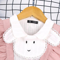 Toddler Girls Cartoon Long Sleeve Shirt Lace Suspender Suit - PrettyKid