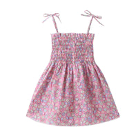 Summer toddler kids girls' sleeveless print drawstring dress - PrettyKid