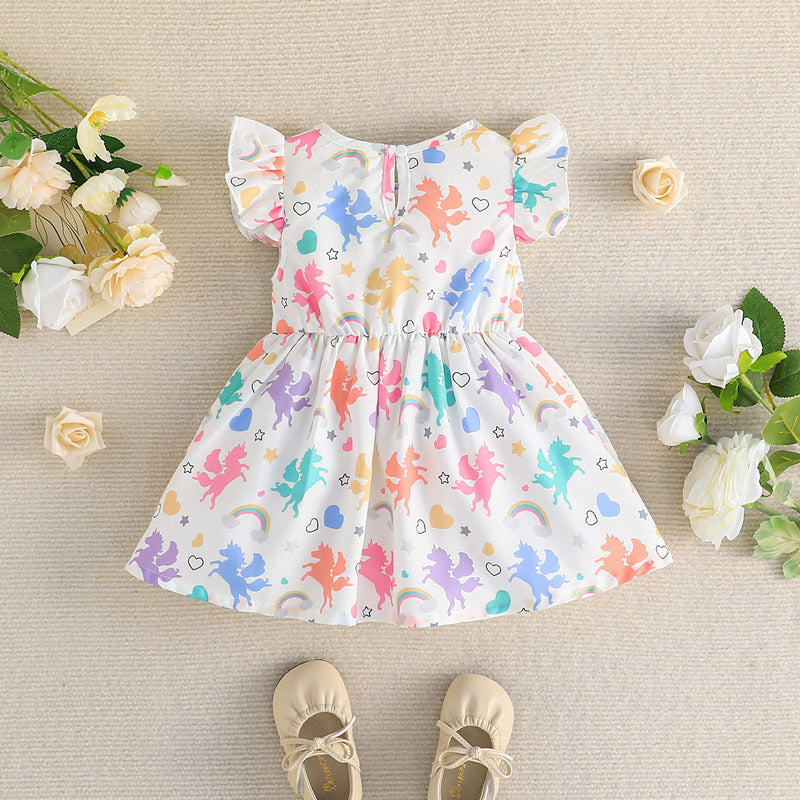 2023 Summer New Dress Unicorn Print Dress - PrettyKid