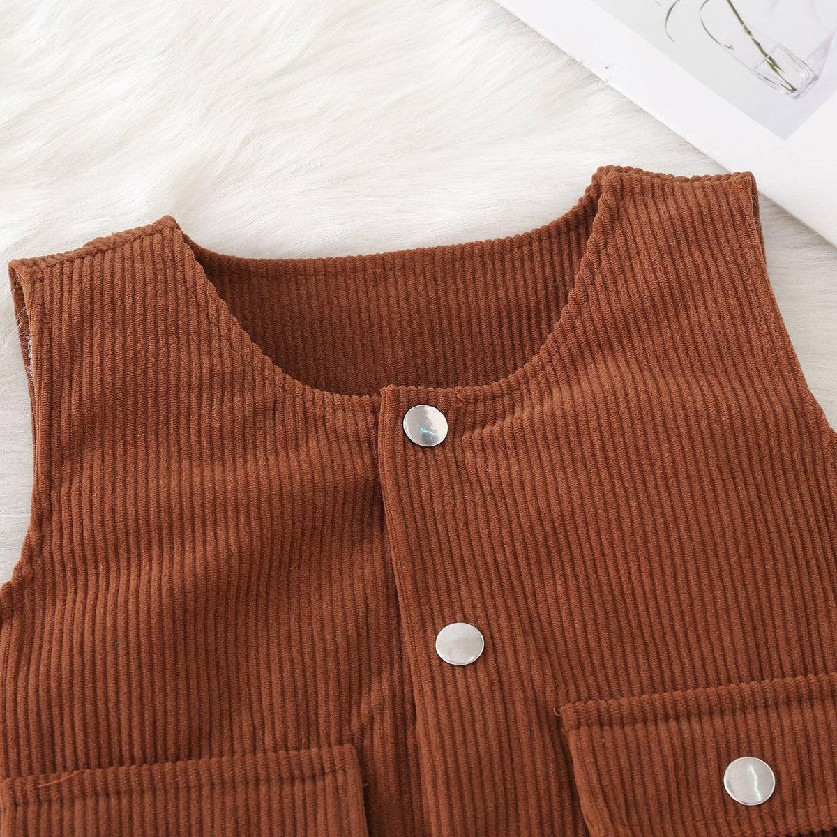 Toddler Kids Boys' Solid Corduroy Single Breasted Sleeveless Vest Coat - PrettyKid