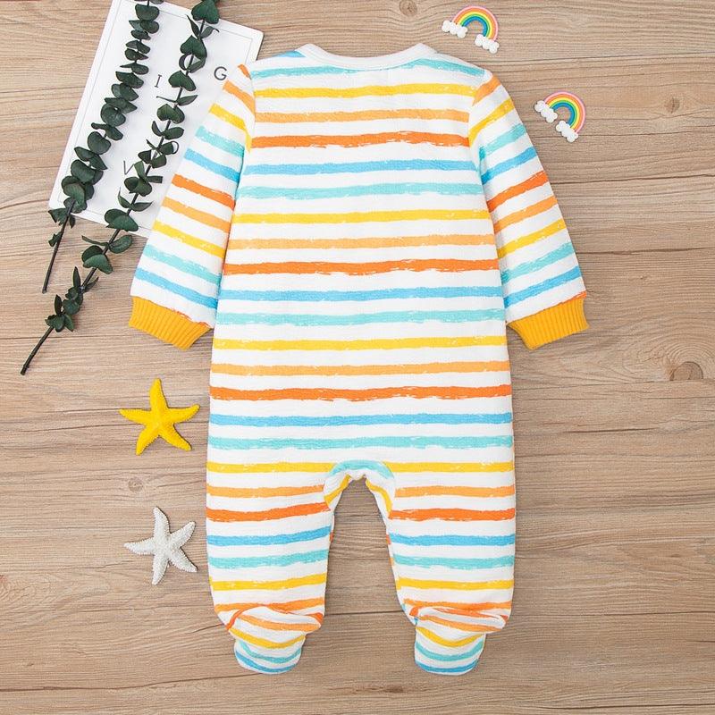 Baby Boys Girls Color Stripe Wrap Jumpsuit - PrettyKid