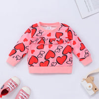 Toddler Girl Valentine's Day Love Printed Ruffle Long Sleeve Set - PrettyKid