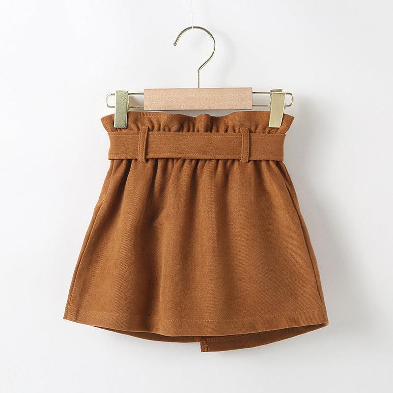 Toddler Kids Girls Solid Color Half Skirt Cotton with Waistband Short Skirt - PrettyKid