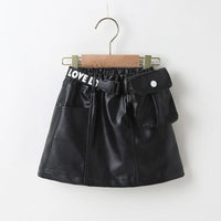 Children Girls' PU Leather Casual Skirt Trendy Girl Clothes Wholesale - PrettyKid