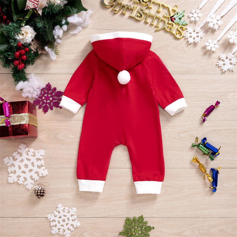 Baby Boys Cute Santa Hooded Zipper Jumpsuit - PrettyKid