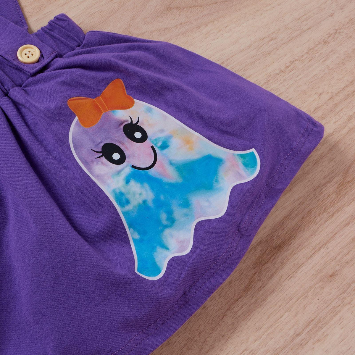 Toddler Girls Halloween Long Sleeve Purple Ghost Print Jacket Bib Skirt Suit - PrettyKid