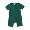 Baby Boys Girls Summer Solid Color Knitted Round Neck Short Sleeve Jumpsuit - PrettyKid