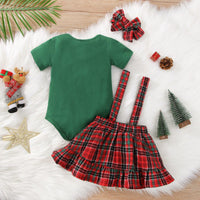 Baby Girls Plaid Christmas Strap Skirt Set - PrettyKid