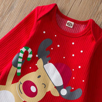 Baby Christmas Suit Long Sleeve Jumpsuit Long Pants Hat Three Piece Set - PrettyKid