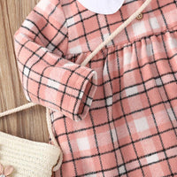 Toddler Girls Plaid Printed Long Sleeve Dress - PrettyKid