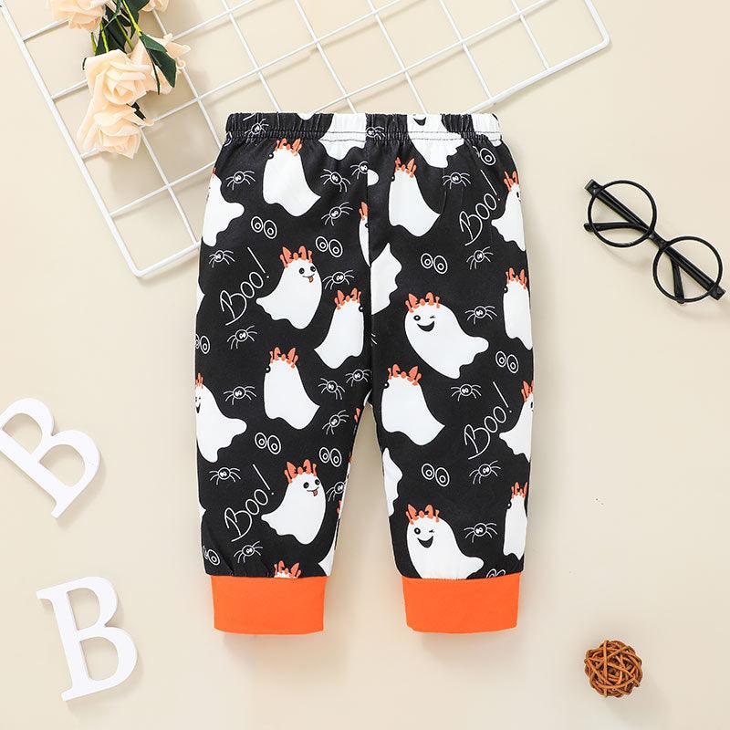 Baby Girls Cartoon Ghost Print Long Sleeve Jumpsuit Long Sleeve Two-piece Suit Unbranded Baby Clothes Wholesale - PrettyKid