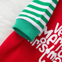 Baby Letter Green Stripe Jumpsuit Pants Christmas Suit - PrettyKid